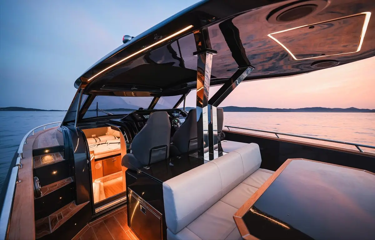 Forza 37, кормовая палуба — Yacht Charter Saint-Tropez, Сен-Тропе. Быстрый ход к безлюдным бухтам Кап-Тайя
