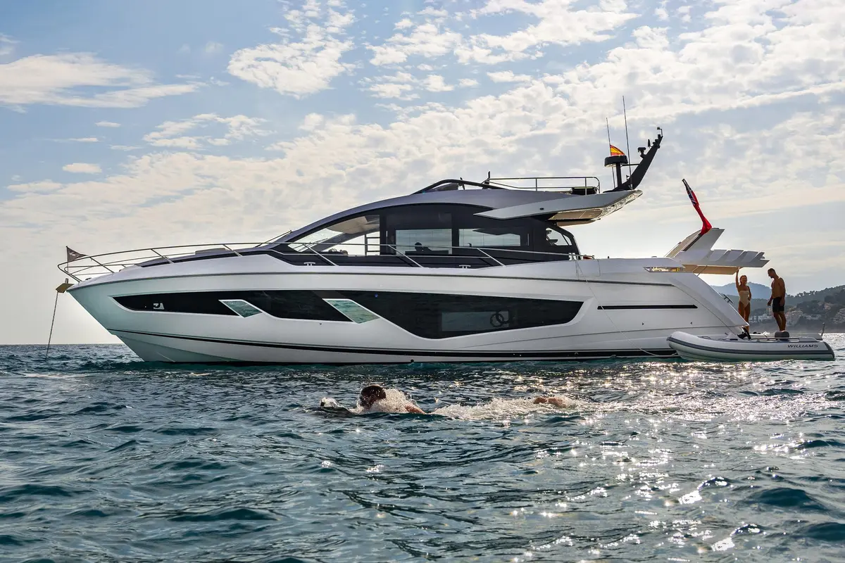 Sunseeker 65 Sport, exterior — Yacht Charter Saint-Tropez, Saint-Tropez. A fast deck for Cap Taillat afternoons